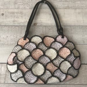 Blanket stitch concentric circles unique purse